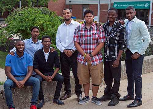 The Ubuntu Scholars with Jeff Joseph (right), Massasoit’s director of minority mentorship programs and first-year experience. 