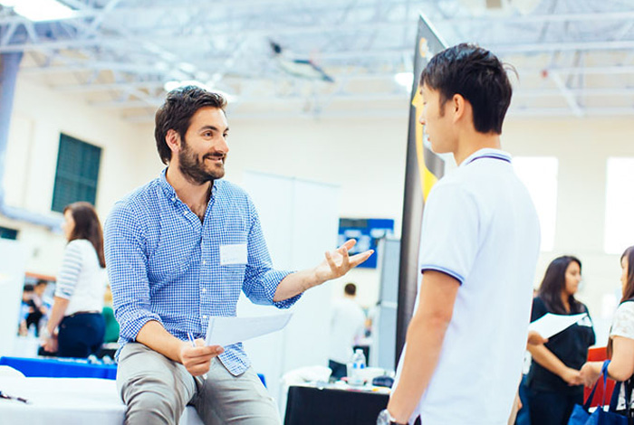 student attending job fair