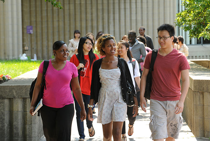 Students walking on the Bunker Hill Community College Campus