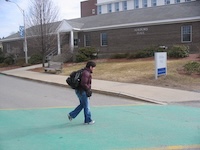 Student walking to class