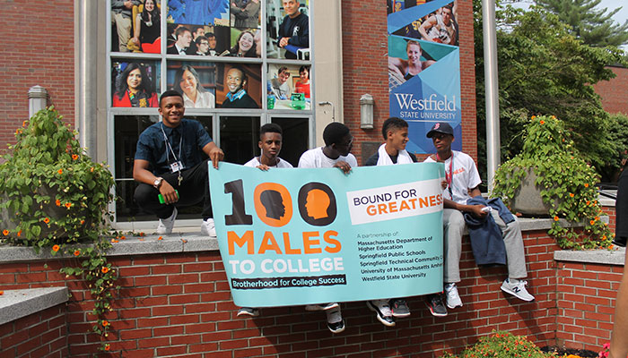 100 Males to College students visit Westfield State University