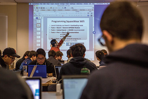 crowded computer science classroom at UMass Amherst